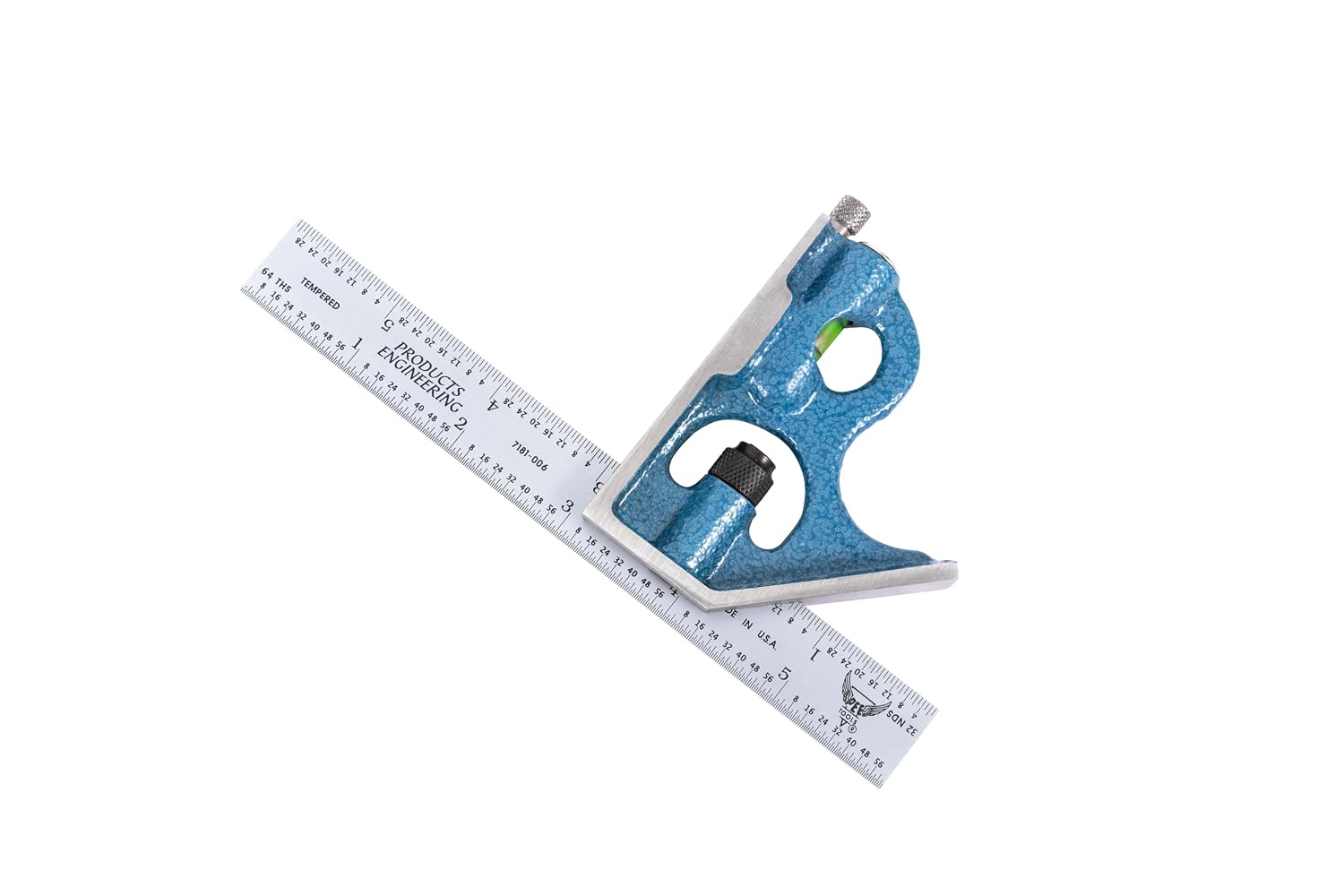 PEC Tools 2-Piece Combination Square - 6" Machinist Blade (4R) with Cast Iron Square Head, Features Level Vial & Scribe Tool, Measuring Tool Metal Working, Carpentry, Woodworking, More - Made in USA