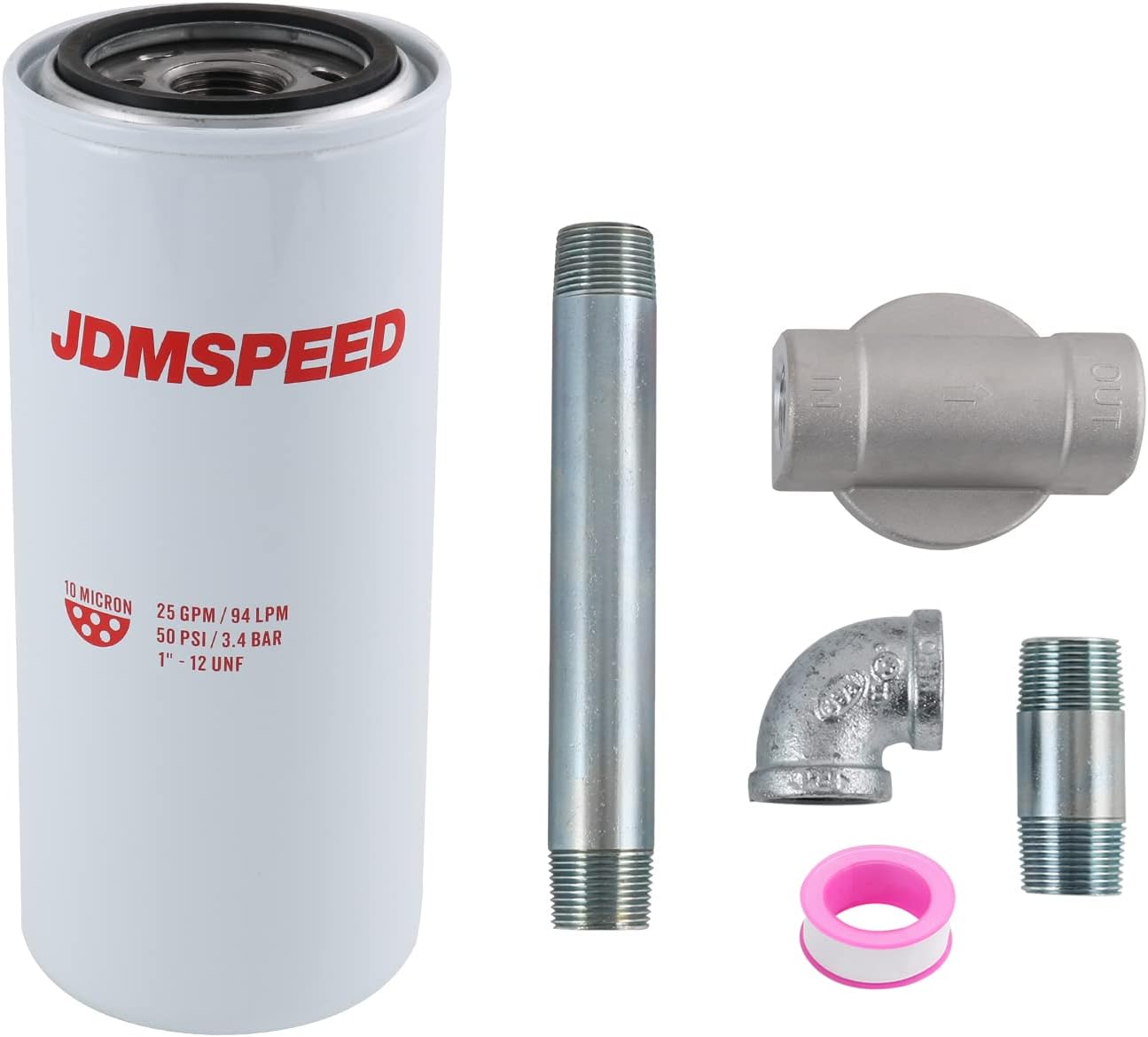1200KTF7018 Fuel Filter Spin-on Particulate Replacement for Transfer Pump FR112 FR1210G FR610G 25 GPM 3/4” with 1200KTG9075 Filter Head and 3/4” ST Elbow and 3/4 x 7” Nipple