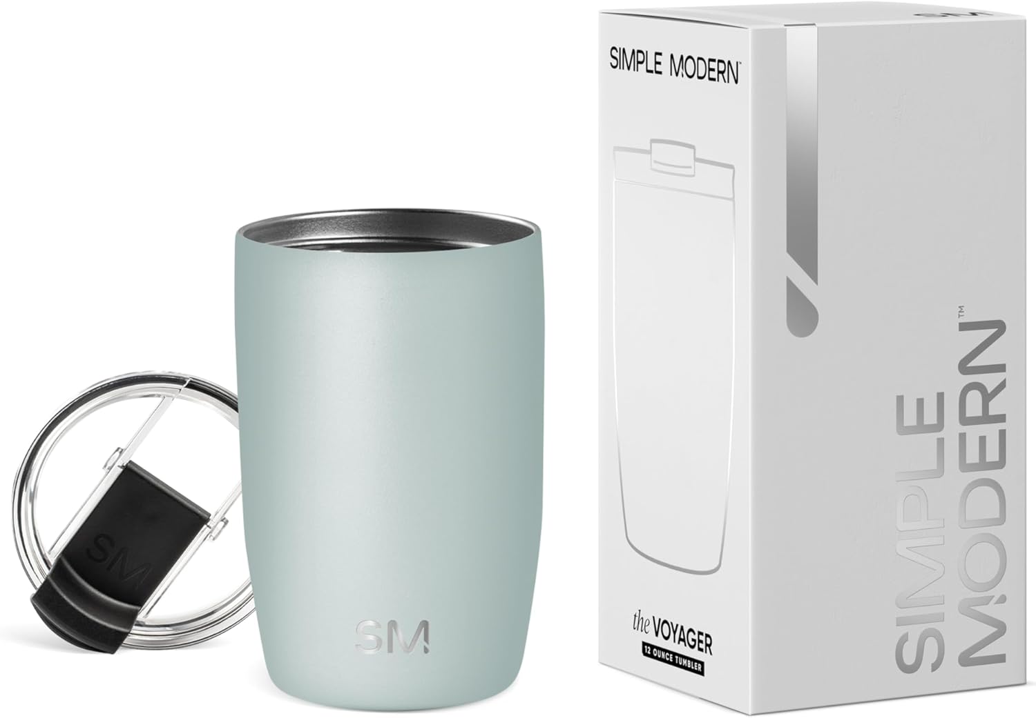 Simple Modern Travel Coffee Mug Tumbler with Flip Lid | Insulated Stainless Steel Iced Coffee Cup | Gifts for Women & Men | Voyager Collection | 350ml | Sea Glass Sage