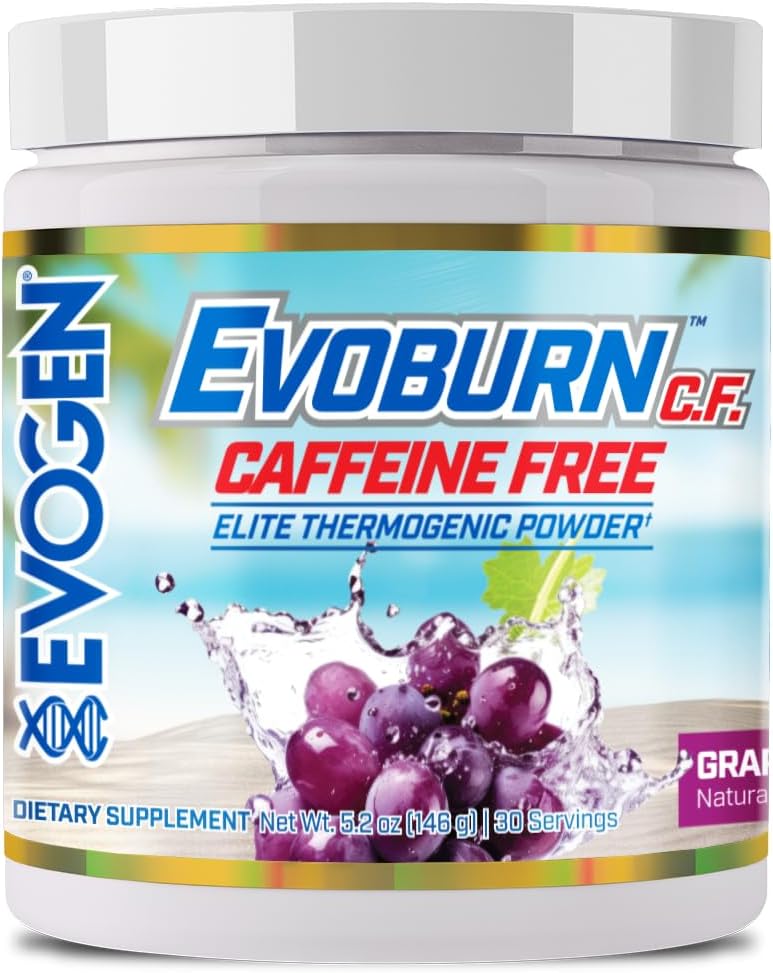 Evogen Evoburn Caffeine Free- Thermogenic Fat Burner for Men & Women | Energy & Focus | Advanced Metabolism Booster Fat Burner Formula with MitoBurn & Caffeine | Grape Blast | 30 Servings