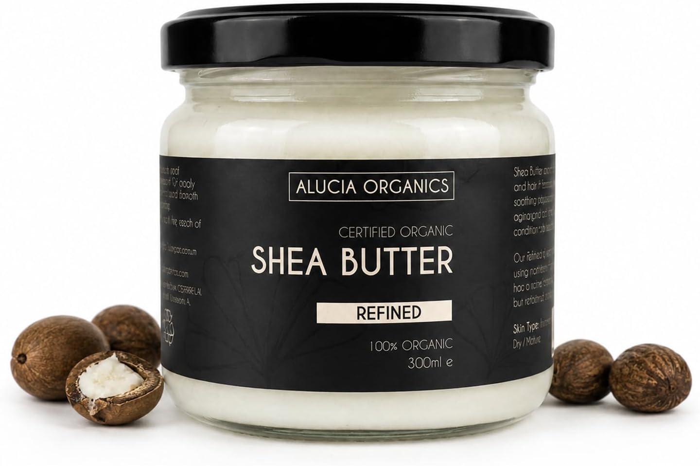 Pure Organic Refined Shea Butter 300ml - Certified Organic Refined Shea Butter for Skin, Hair & Nails – Hand Kneaded Vegan, Fragrance-Free Natural Body Care, Suitable for All Skin Types