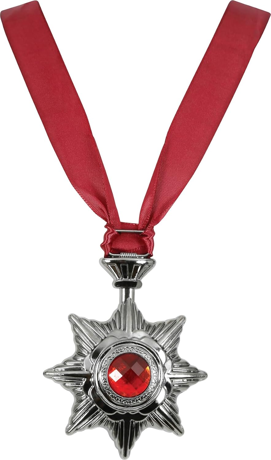 FIESTAS GUIRCA | Vampire Medallion Necklace (3.5x2.8 in) - Jewellery for Vampire and Halloween Costumes - Ideal Accessory for Horror, Gothic and Masquerade Parties - Unisex - Black and Red