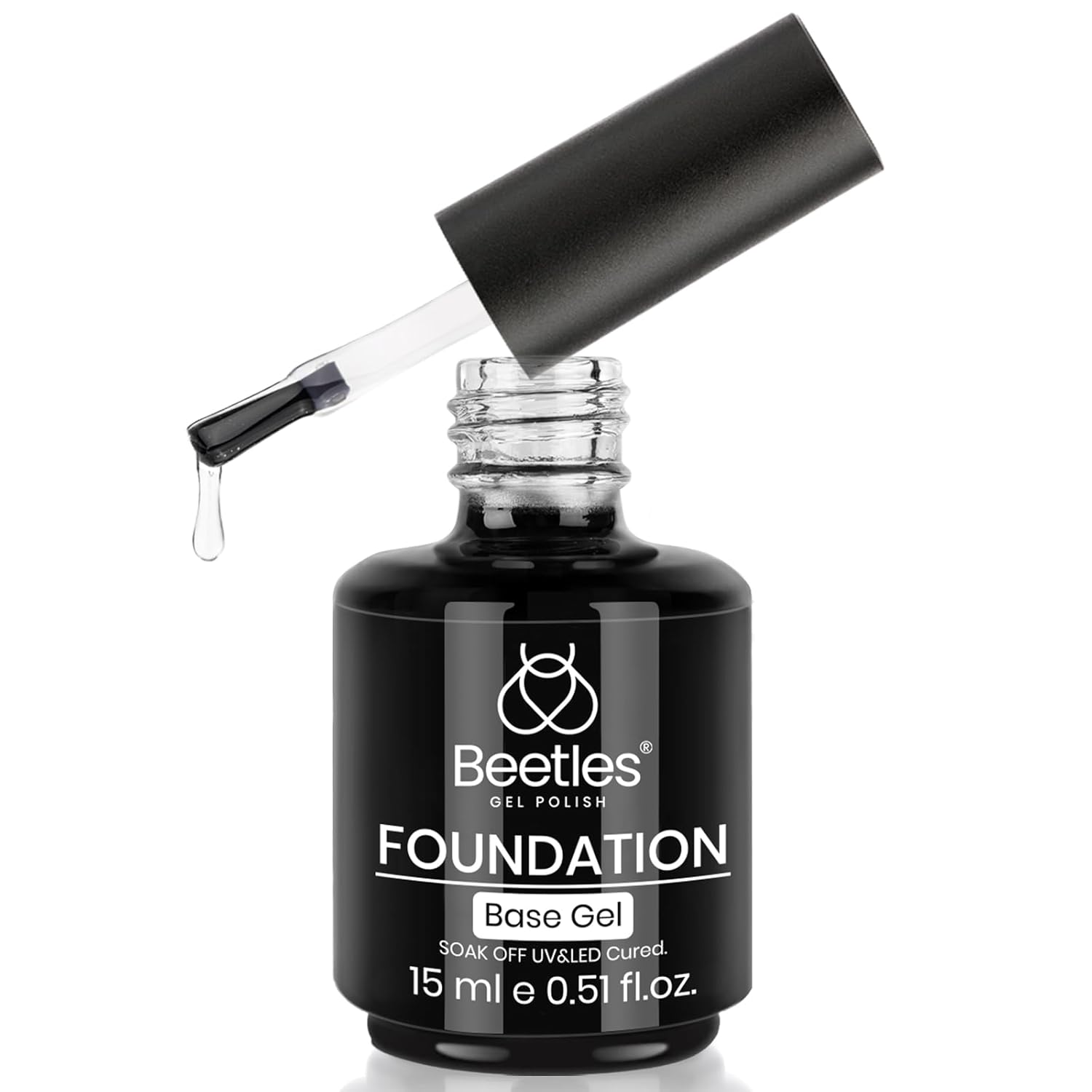 beetles Gel Polish Gel No Wipe Base Coat,15ml for Gel Nail Polish Soak Off LED Nail Lamp Gel Base Coat Upgraded Formula Long-Lasting DIY Home and Nail Salon