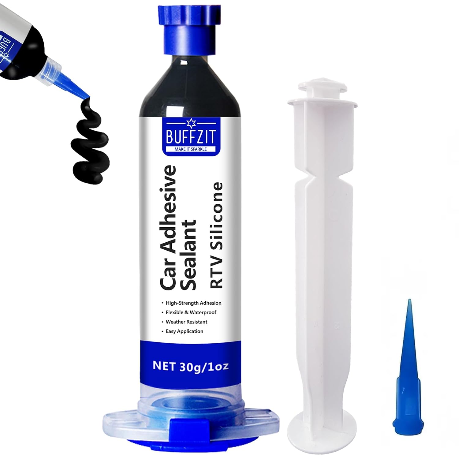 RTV Silicone Adhesive Sealant – 100% Silicone Waterproof Caulk, Strong Bond, Shrink & Crack Proof – Automotive Gaskets, Engine, Sunroof, Headlights, Windows & Home Repairs (Black, 30g/1oz)