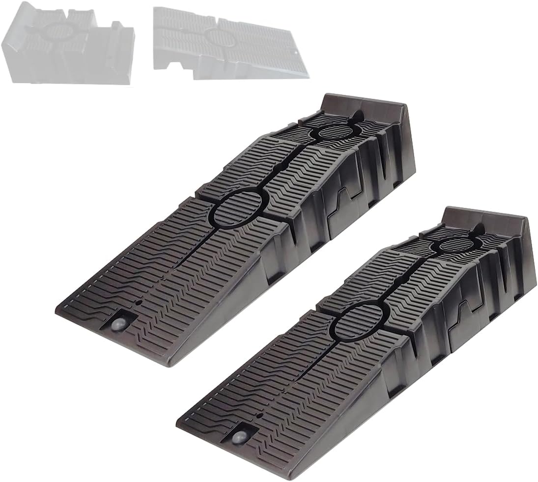 KATSU Tools Plastic Car Ramp, 5 Ton Capacity, Light Weight, Detachable, Anti-skid Surface, 91.5 cm x 31.0 cm x 21.5 cm