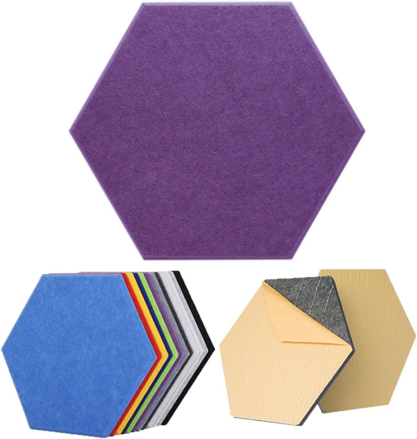 10 Pack Hexagon Sound Proof Panels Acoustic Soundproofing Panels Wall Panels, ​Self-adhesive Sound Absorbing Panels Acoustical Wall Panels, Acoustic Treatment for Recording Studio, Office, Home Studio