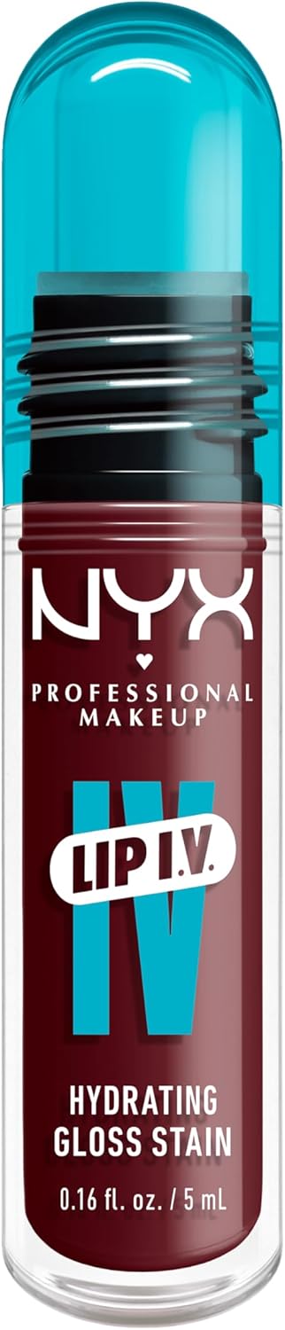 NYX Professional Makeup Lip IV Hydrating Gloss Stain, Lip Gloss, Up to 12HR Hydration, High Pigment, Wet Shine Finish, Mauve N' Moist