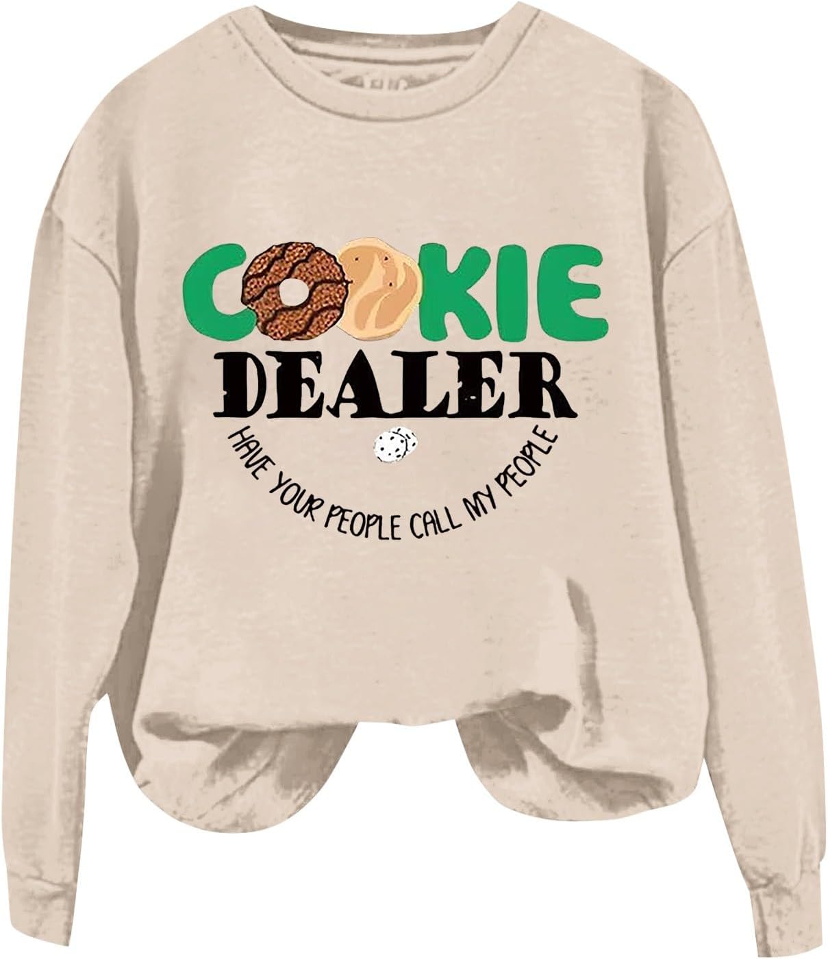 Sweatshirt Hoodies for Women UK Women's Fashion Round Neck Long Sleeved COOKIE DEALER HAVE YOU PEOPLE CALL MY PEOPLE Letter Printed Top Sweater Plus Size Activewear Ladies Lightweight Sweater