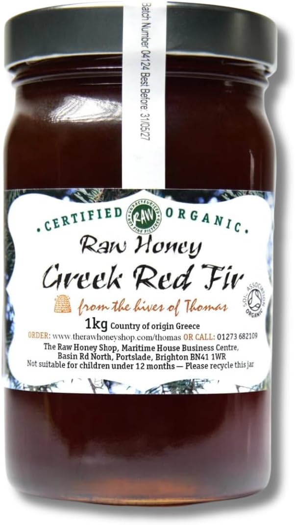 Thomas' Raw Greek Certified ORGANIC FIR HONEY ACTIVE 19.5, Premium Quality, Real Honey Antibacterial Mountain Honey, Thick & Unpasteurised Unfiltered, Single Origin, The Raw Honey Shop 1kg