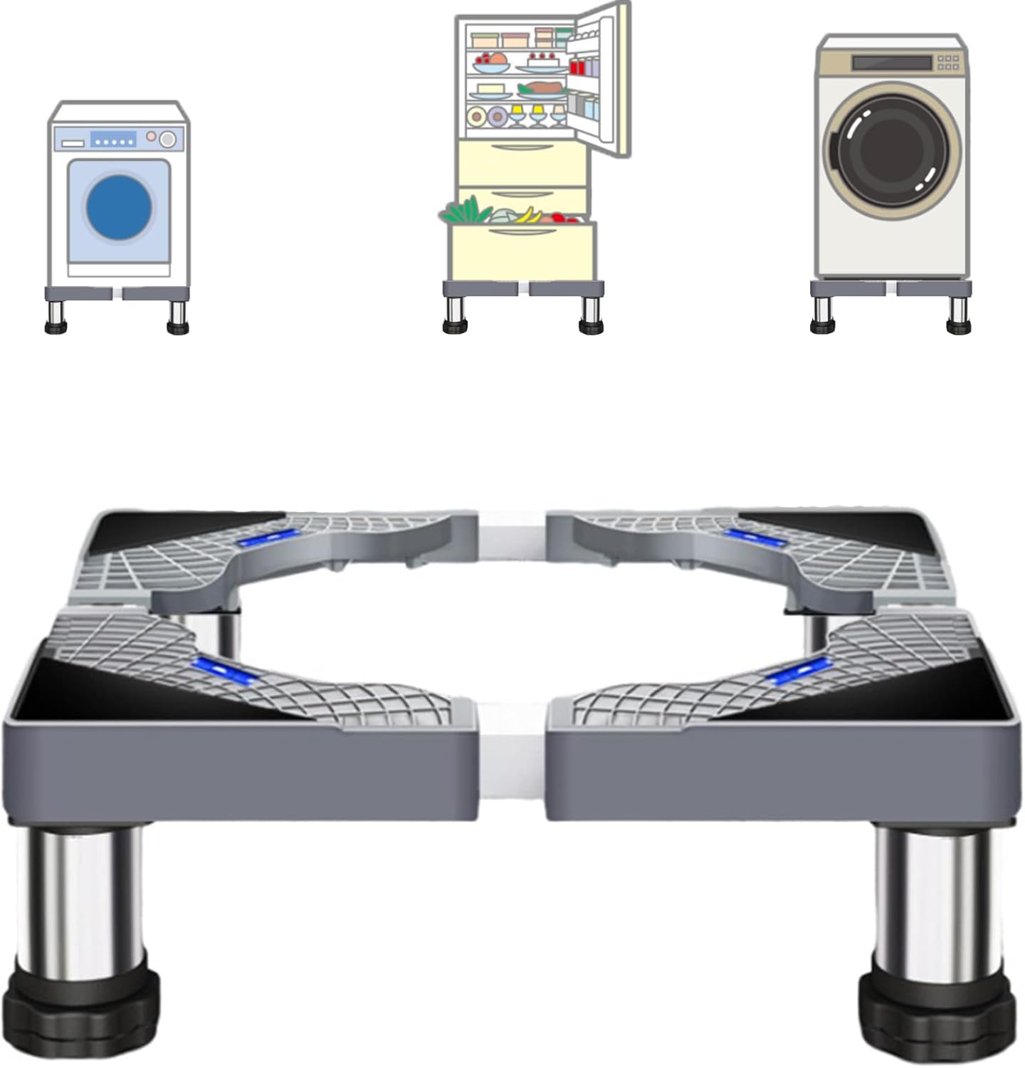 Washing Machine Stand, 4 Legs Adjustable Washer Stand Height 13-16 cm Washing Machine Base Fridge Stand 43-62 cm for Tumble Dryers Washer Cookers Fridges