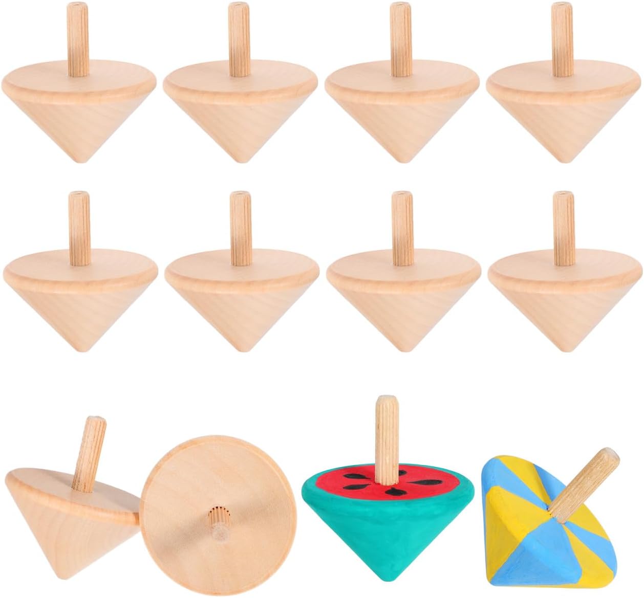 NUOBESTY Wooden Spinning Top Unfinished Wood Tops Craft Gyroscopes for DIY Kids Children Toy Party Favor New Year 12Pcs