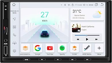 8 core Android Double 2 Din Car Stereo Wireless Apple CarPlay/Android Auto, Fast Phone Charge, Bluetooth/USB Tethering, Music Playback, Radio, GPS Navigation, Video Audio Receiver