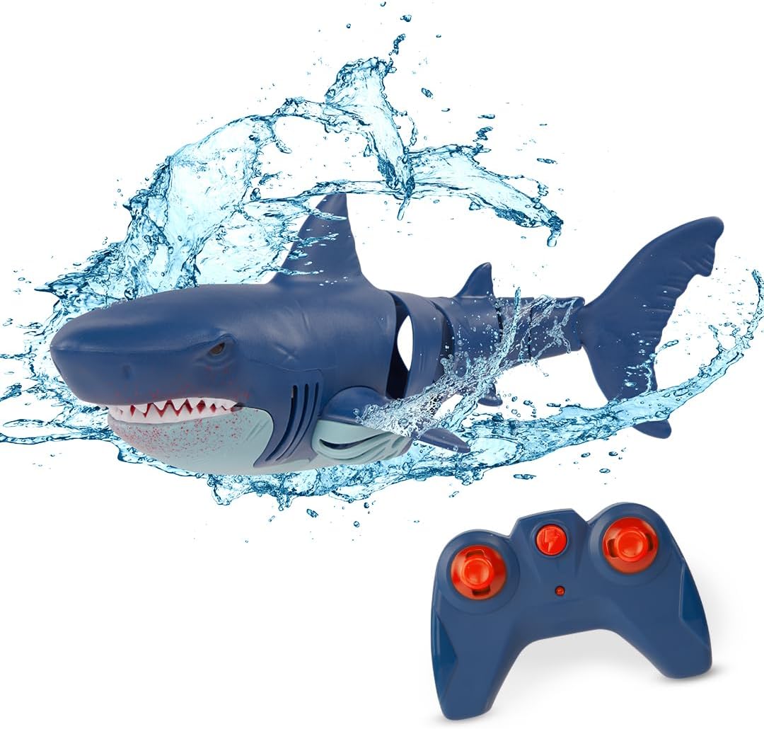 Terra by Battat – Remote Control Shark Toy for Bath & Pool Play – Electronic Great White Shark with Realistic Movement – Water Fun for Kids 6+ Years