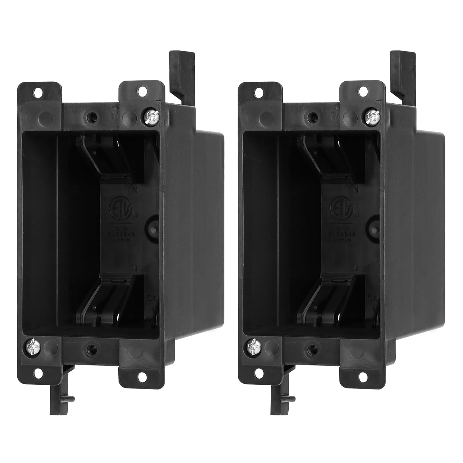 Old Work Outlet/Switch Black Box，ETL Listed, 1-Gang Electrical Outlet Box, PVC Plastic Junction Black Box 14 Cubic Inch, Can Work with Outlets, Dimmers are Used in Combination(2 Pack)