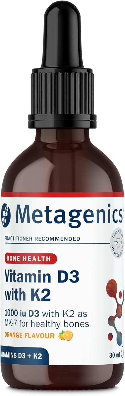 Metagenics Vitamin D3 with K2 Liquid Drops - Bone Health & Immunity - Orange, 30ml