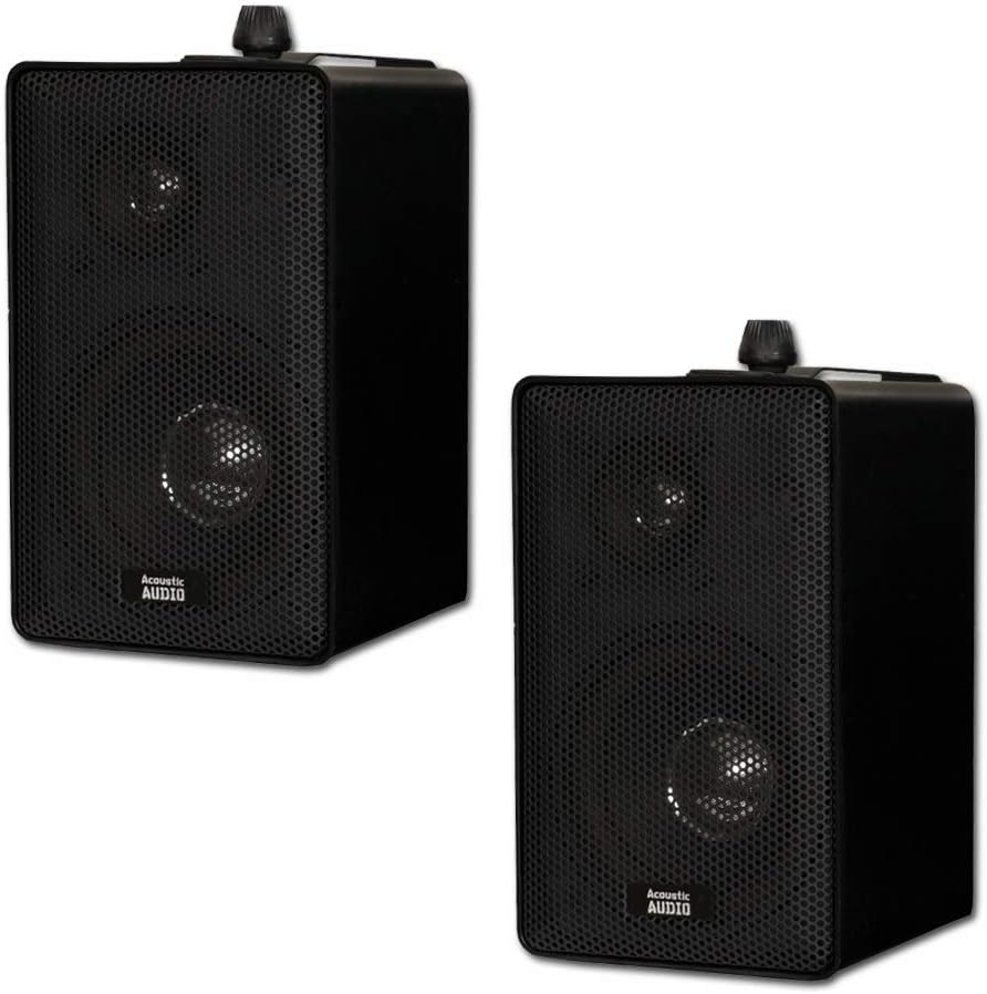 Acoustic Audio 251B Indoor Outdoor 3 Way Speakers 400 Watt Black Pair