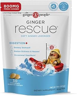 The Ginger People Ginger Rescue Digestive Wellness Lozenges (Soft) | Extra Strength - 800mg | Nausea, Upset Stomach, Motion Sickness, Mild Heartburn, Indigestion, 30 Count