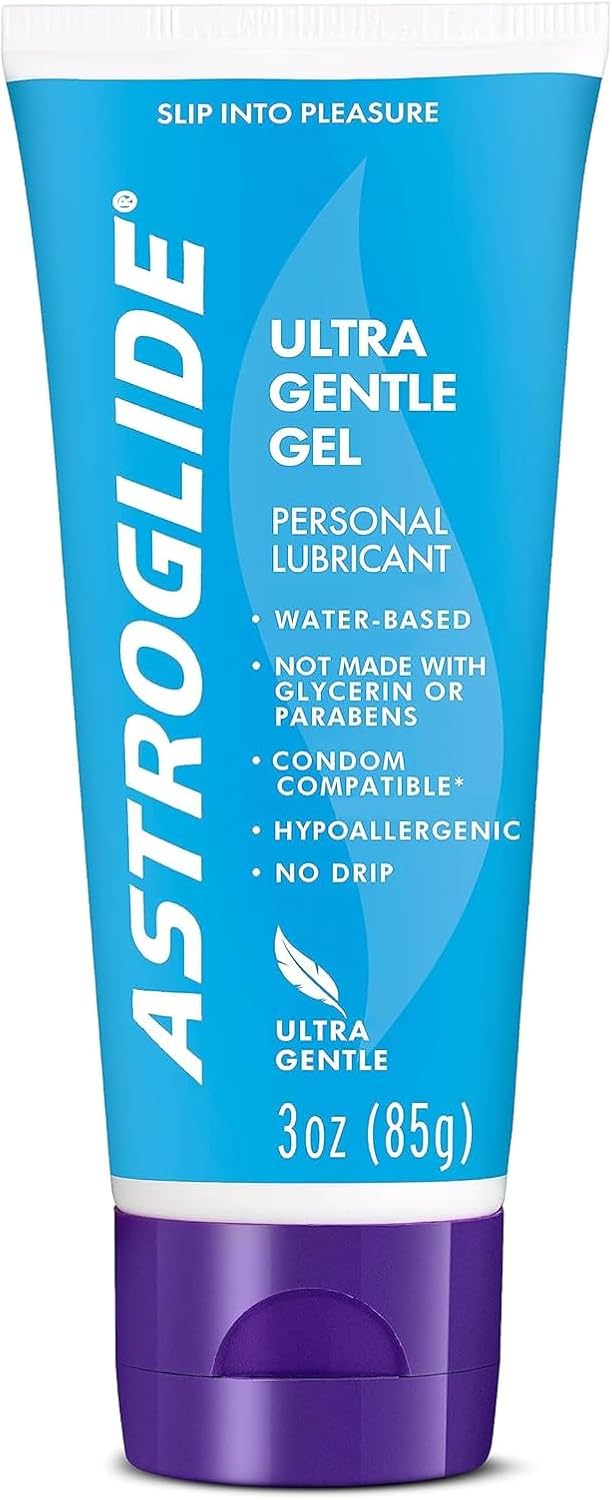 Astroglide Water Based Lube (3oz), Ultra Gentle Gel Personal Lubricant, Hypoallergenic with No Parabens or Glycerin, Lube for Men, Women and Couples, Safe for Toys