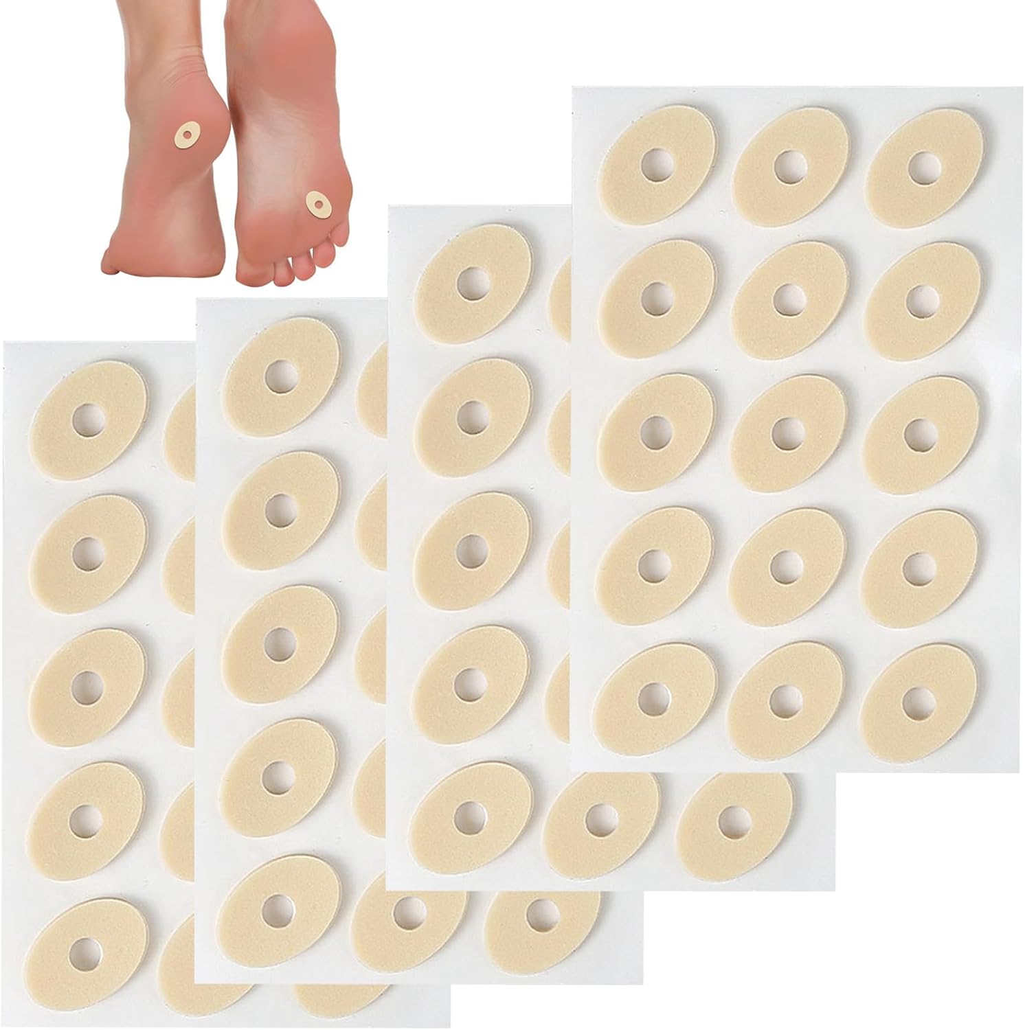 60PCS Corn Cushions Oval Soft Latex Sponge Corn Plasters for Toes Anti Friction Corn Pads Self Adhesive Callus Cushions Toe and Foot Protectors Reduce Foot and Heel Pain