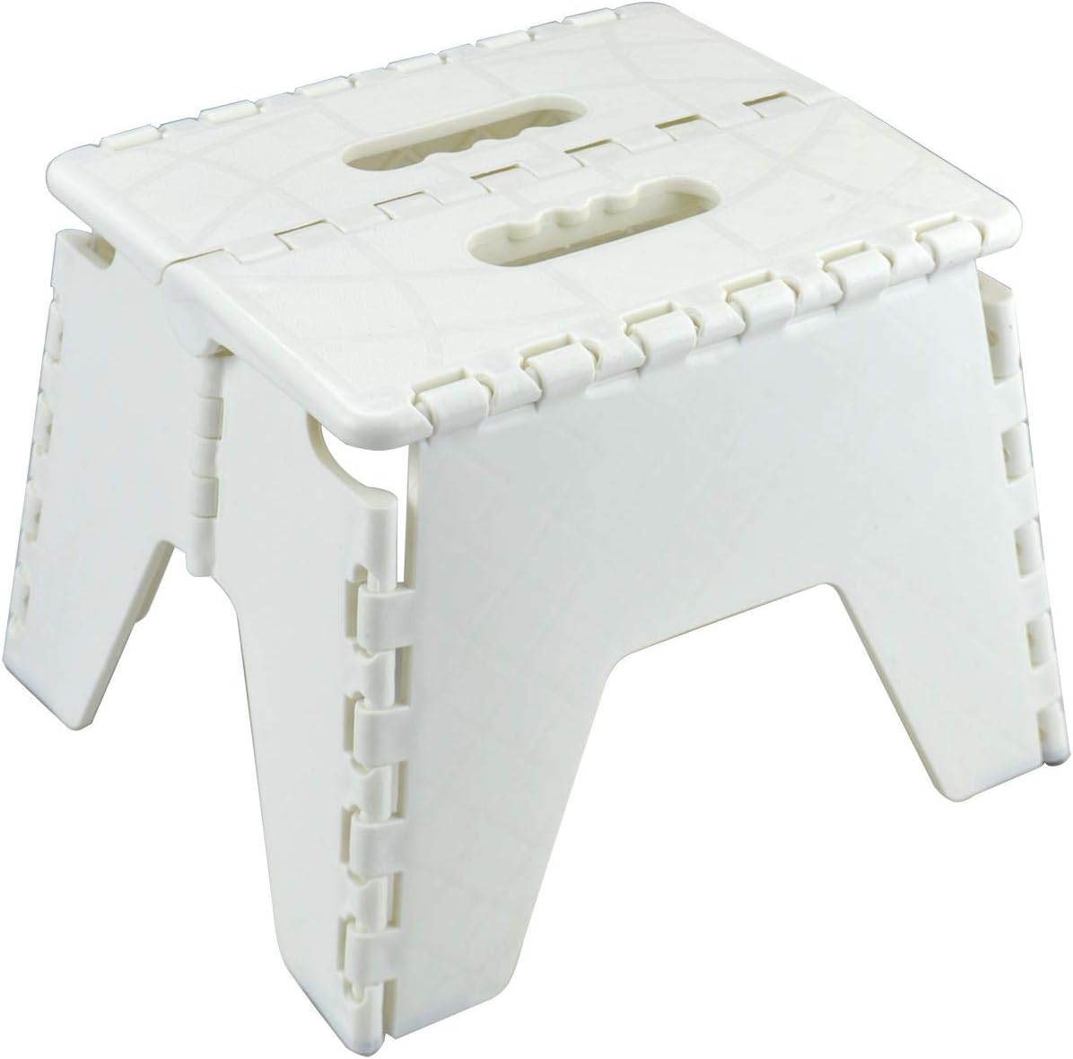 ASAB One Step Folding Plastic Stool | Portable Fold Up Footstool for Kitchen, Bathroom, Toilet, Caravan | for Children, Kids, Adult | Collapsible, Non Slip - Plain White
