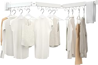 Clothes Drying Rack, 3 Fold White Laundry Drying Rack, Wall Mounted Clothes Hanger, Space Saver, Foldable Durable, for Balcony, Laundry, Bathroom, Patio, Apartment, Dormitory