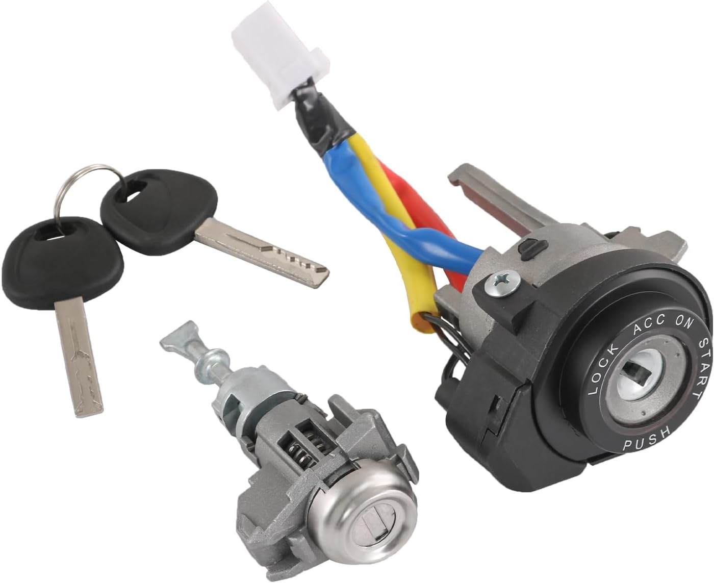 Ignition Lock Cylinder Switch with Left Driver Side Door Lock Cylinder Compatible with 2011-2015 Kia Optima 2013-2017 Kia Rio Replace# 81900-1WK00, 81970-2TA00