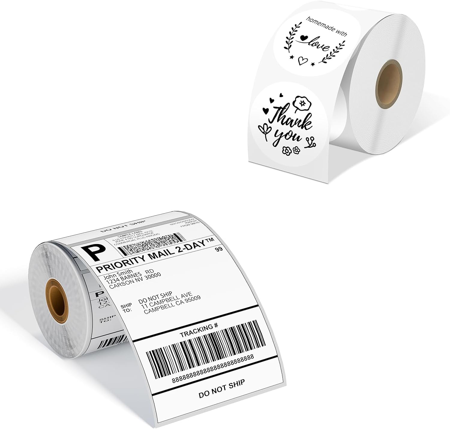 4x6 Thermal Labels (Pack of 250 4x6 Roll Labels) & 2'' Round Thermal Labels, Circle Thermal Printer Labels, Multi-Purpose for Shipping Labels, DIY Logo Design