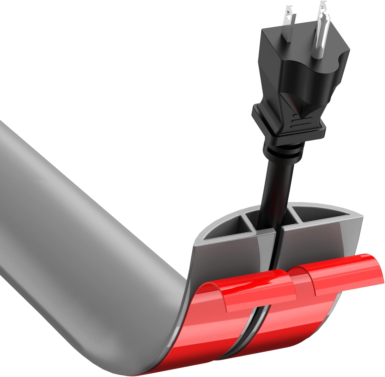 CrocSee 6ft Self-Adhesive Floor Cord Cover for Wires, Low Profile Cord Hider Cable Management, Trimmable PVC Cord Protector - Cord Cavity = 0.47" (W) x 0.29" (H) - Gray