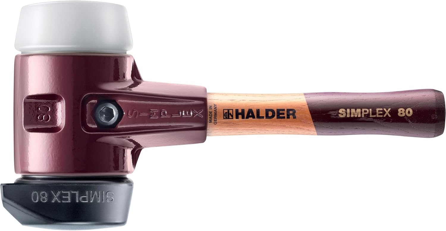 Halder Simplex Soft Hammer Rubber Composition with Stand/Superplastic, Malleable Cast Iron Housing, Extra Short Wooden Handle, Black/White, 2.72 kg