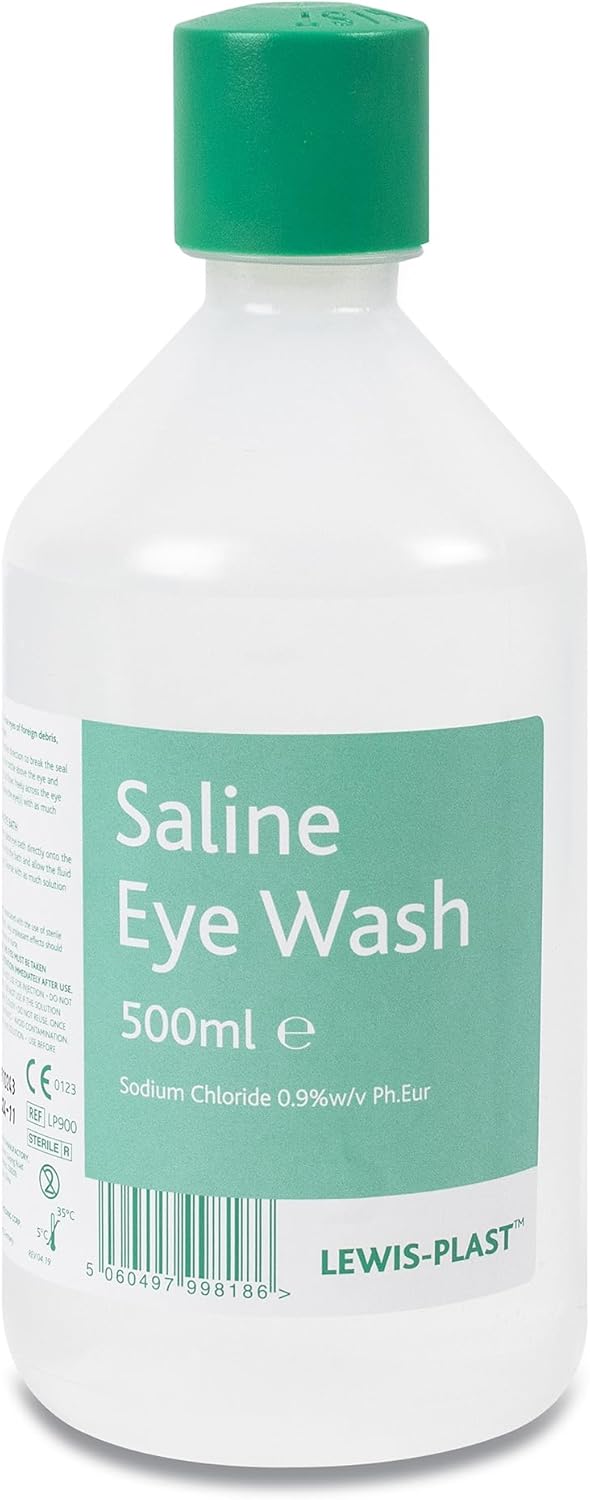 Lewis-Plast Saline Eye Wash Solution, 500ml Bottle for Safe and Effective Eye Care