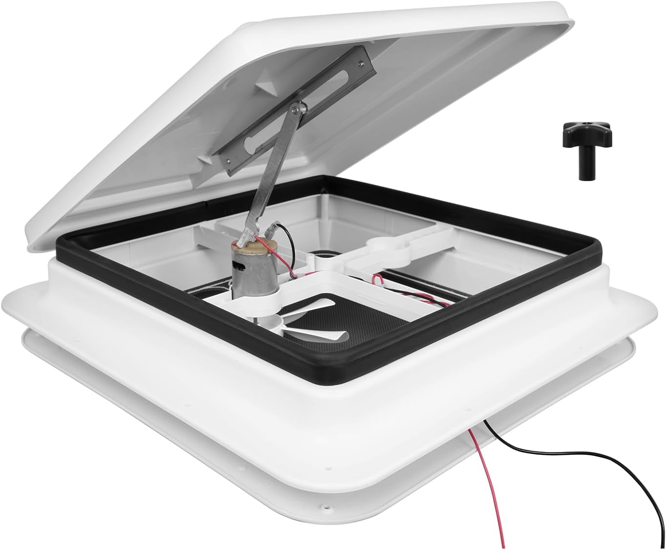 Bellanny 420x420MM RV Roof Vent Fan, 12V Super Silent Motorhome Vent Fan, Waterproof and UV Resistant Camper Van Accessories with 15cm Blade for Trailer Camper Van (White)