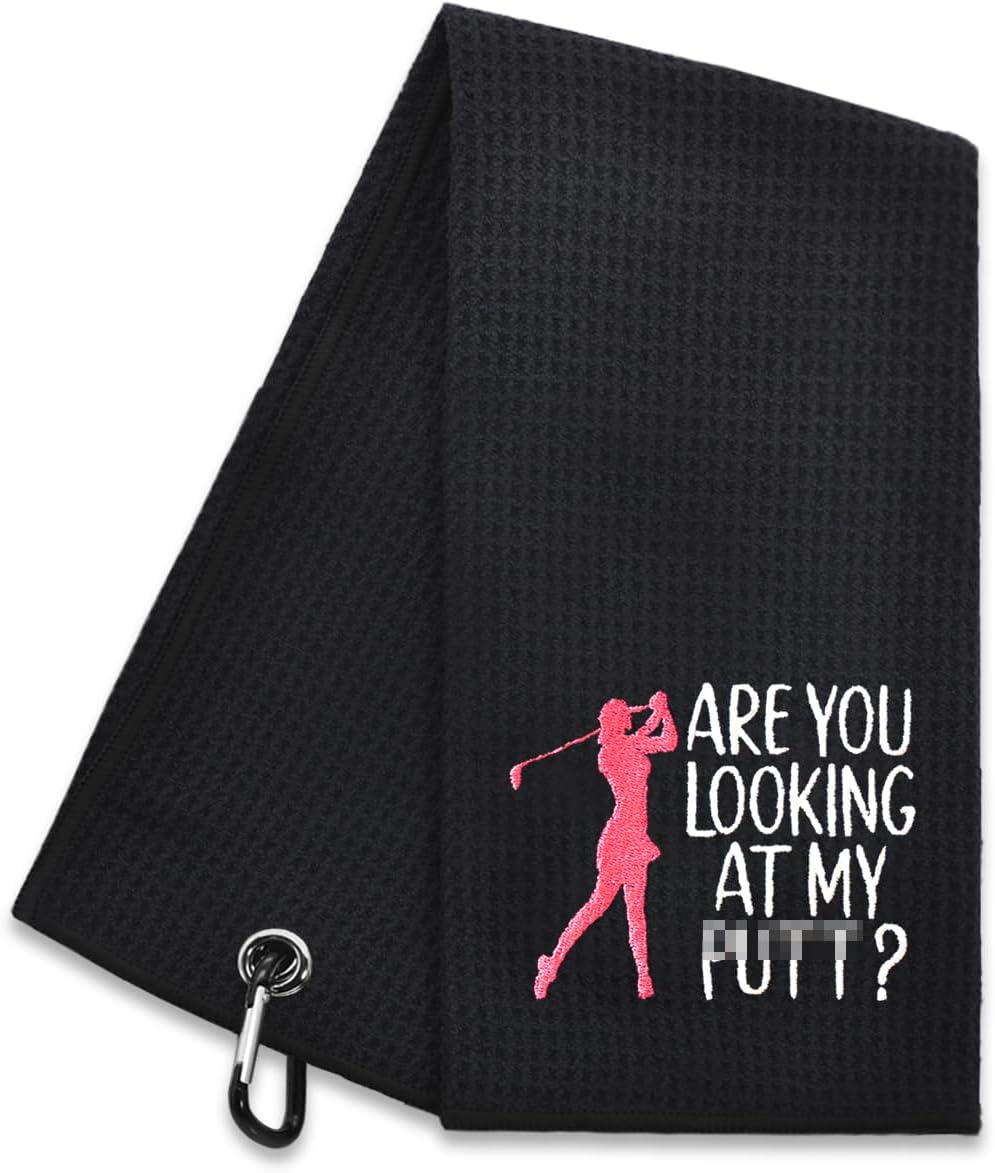 Hafhue are You Looking at My Put Embroidered Golf Towel, Women Golf Towel Gift, Golf Accessories for Women, Golf Gift for Women Sister Mom, Retirement Birthday Gifts for Women Boss Golf Fans Golfer