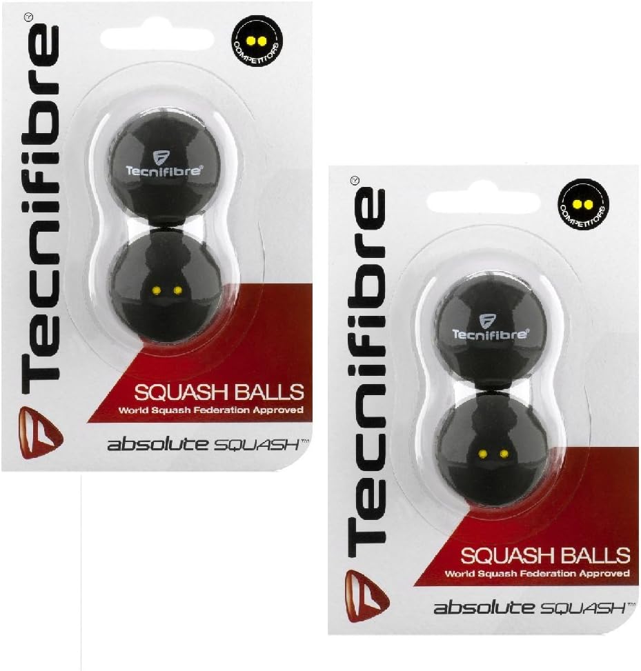 Tecnifibre Double Yellow Dot Squash Balls - 4 Pack