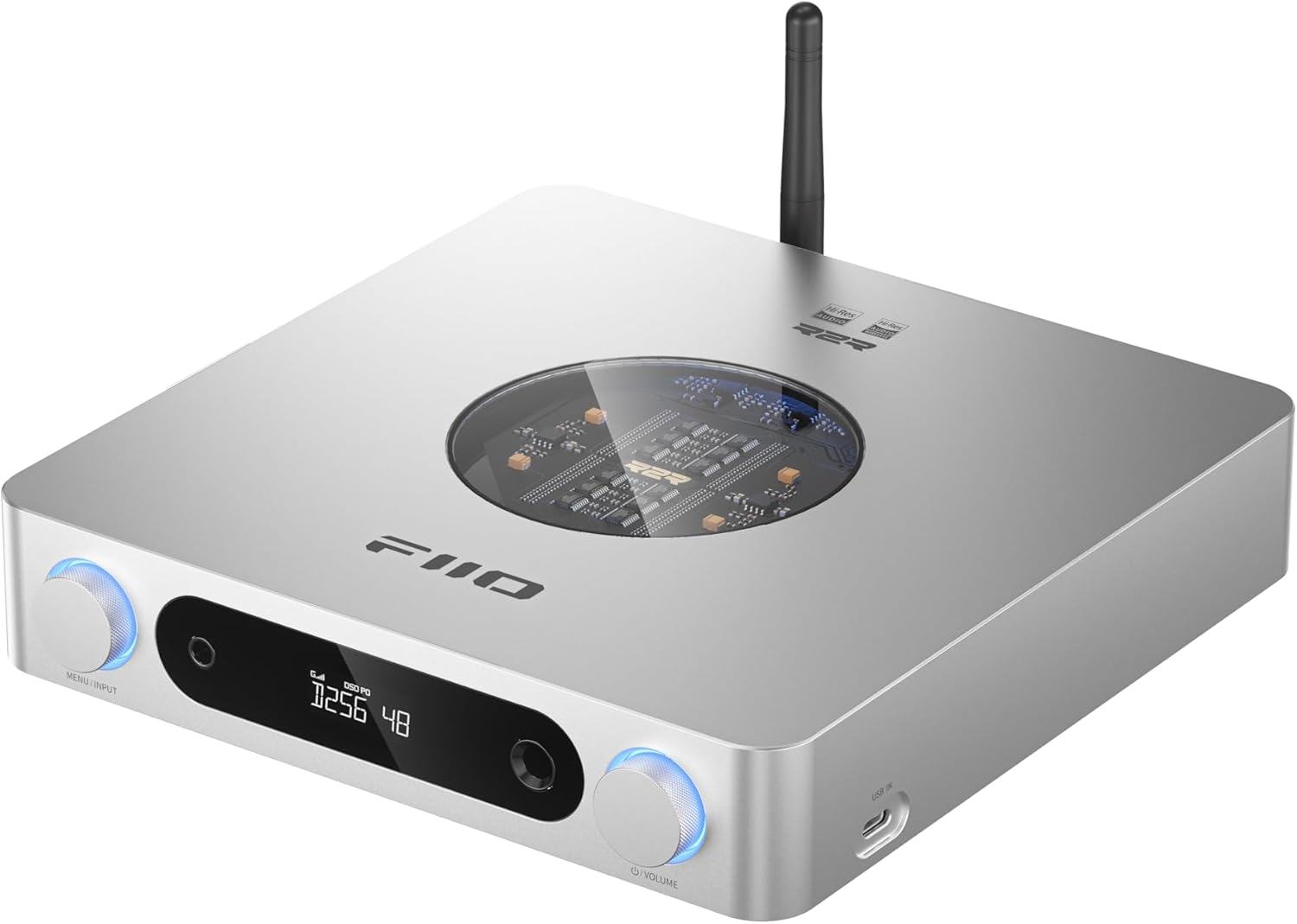 FiiO K13 R2R Desktop DAC & Headphone Amp, High-Fidelity 24Bit R2R DAC, Powerful 2400mW Output, LDAC Bluetooth Streaming, Dual Power Supply, 10-Band PEQ, Balanced XLR & RCA Audio Output (Silver)