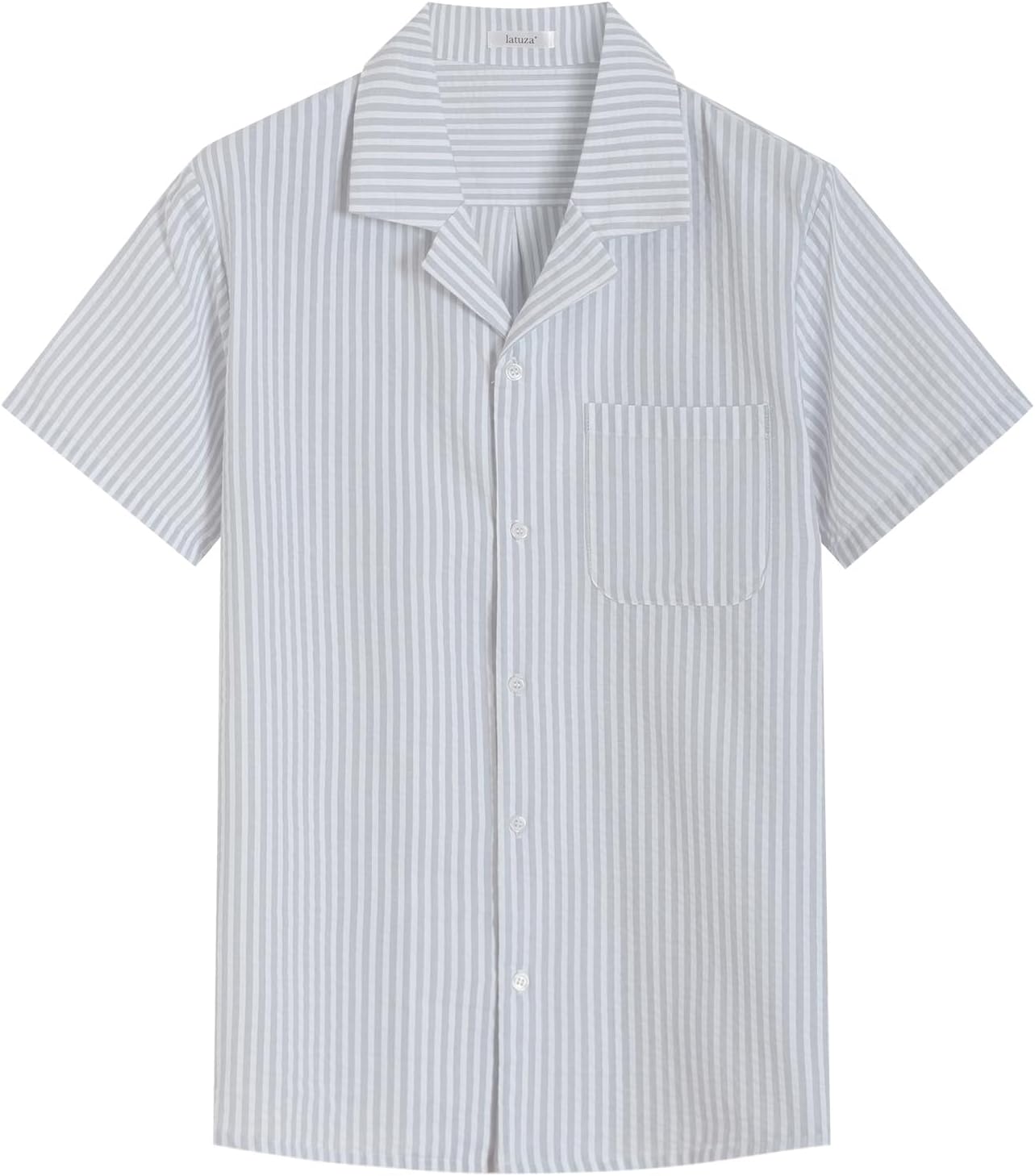 Latuza Men's Cotton Seersucker Button Down Shirt Casual Summer Beach Shirt
