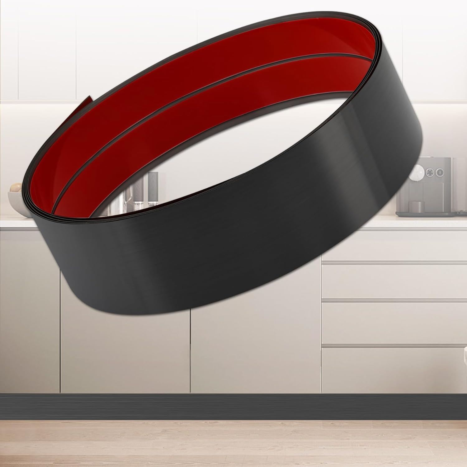 Stainless Steel Kick Plate, Peel and Stick Kickplate Base Cover, Baseboard Molding Trim for Wall, Door, Kitchen Cupboard, Dishwasher Toe - Anti-Scratch Protection (9.8ft x 3.9in, Brushed Black)