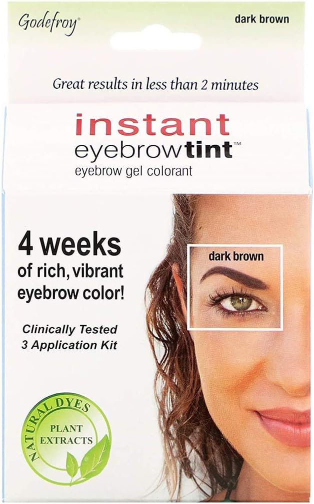 Godefroy Instant Eyebrow Tint Botanicals 3 Applications Included, Dark Brown by Godefroy