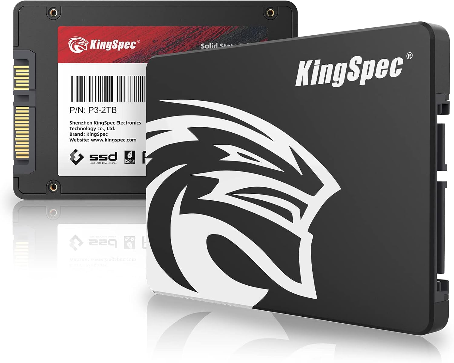 KingSpec 2TB 2.5" SATA III 6Gb/s SSD, Read Speed up to 550MB/s, 3D NAND Flash Internal Solid State Drive for Desktop & Laptop