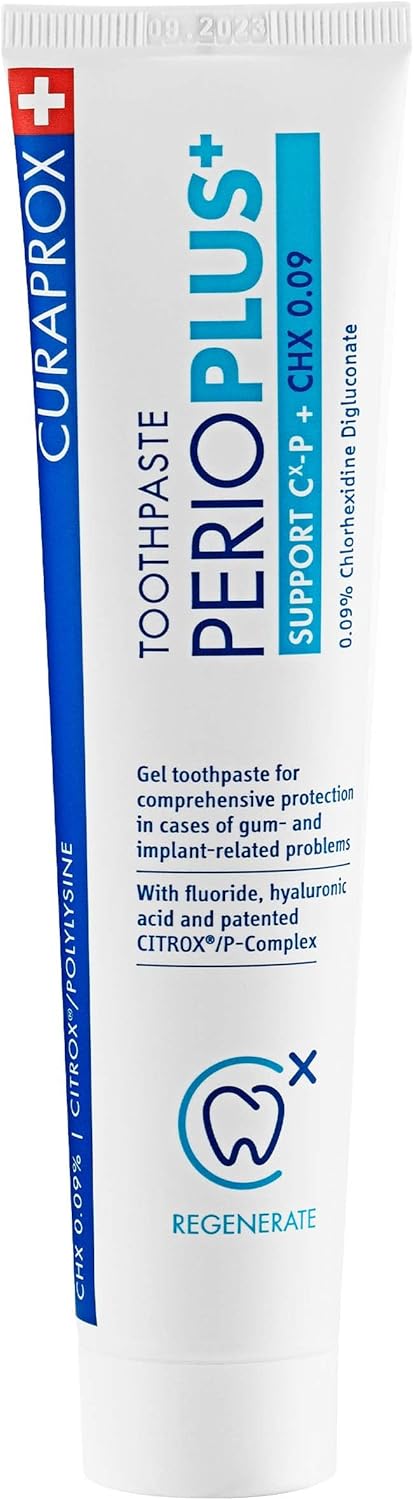 Curaprox PerioPlus+ Support Toothpaste, 75ml - Gum Disease & Enamel Repair Toothpaste. SLS Free.