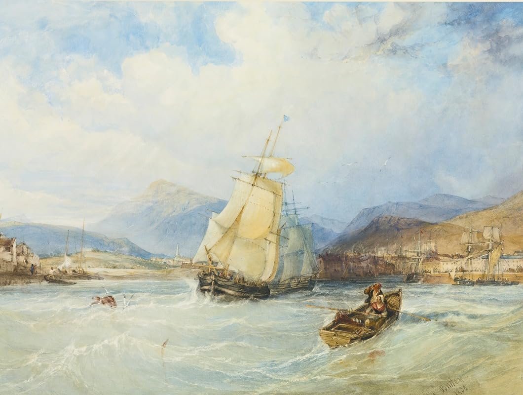 Ships Off A Town In A Mountainous Landscape (1838) Poster Print by Charles Bentley (24 x 36)