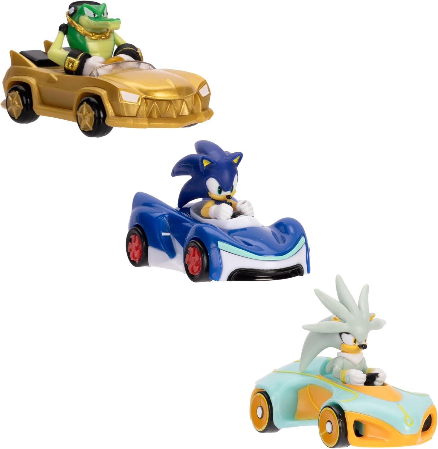 Sonic The Hedgehog 1:64 Die-Cast Collectible Vehicles from The Team Sonic Racing Game! 3-Pack Toy Cars from Jakks Pacific's Wave #8, Officially Licensed by SEGA