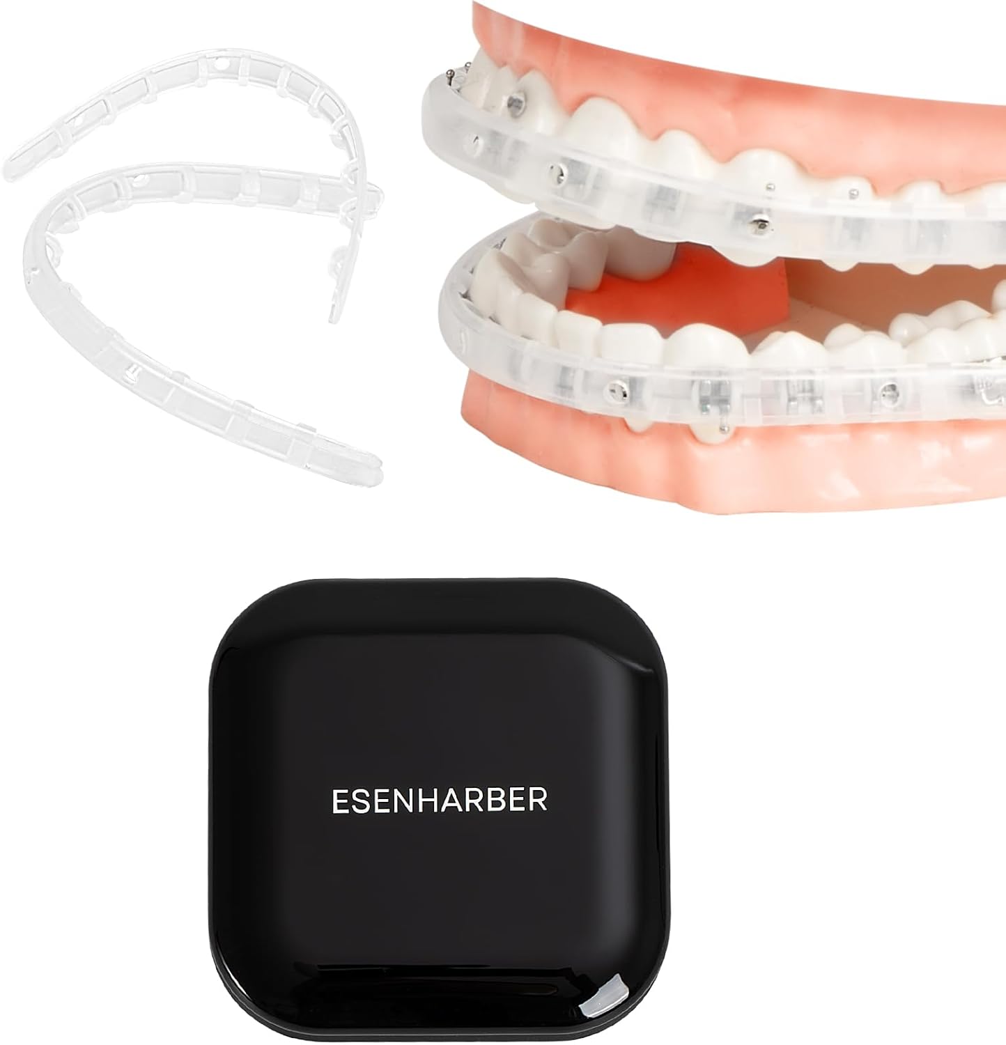 Comfort Cover for Braces, Lip Protector Mouth Guard Lip Cushion Teeth Shield Bumper for Brackets, Aligner, Dental Wax Alternative, Hard and Rigid Clip, in Portable Storage Case with Mirror