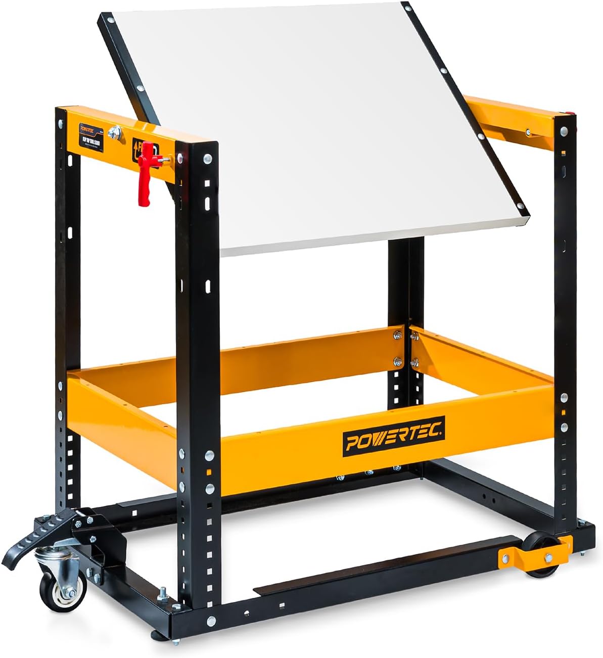 POWERTEC Flip Top Tool Stand with Caster Wheels - Mobile Workbench with 300lb Capacity, for Benchtop Power Tools, Heavy Duty (UT1012)
