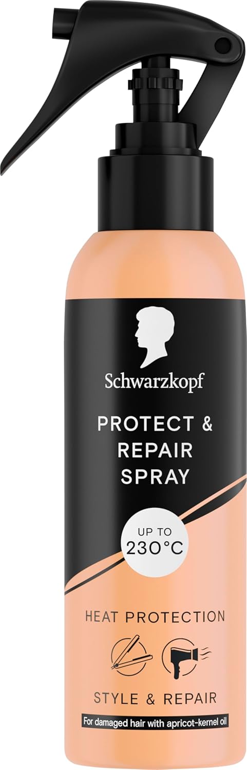 Schwarzkopf Protect & Repair Spray 150 ml, Style & Repair, Up to 230°C Heat Protection, Less Hair Breakage, Heat Protectant