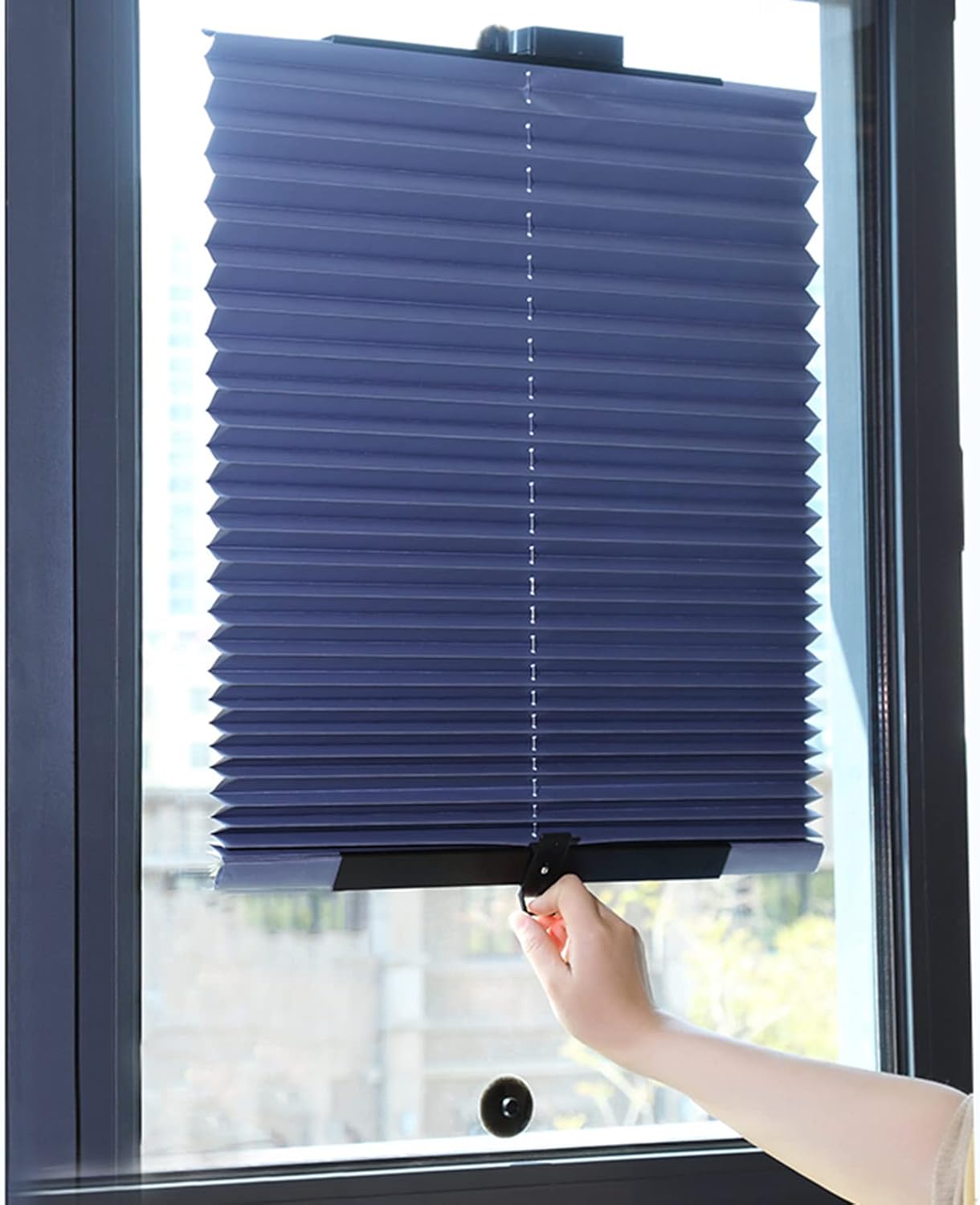 Suction Cup Roller Blind for Window,Vertical Pleated Blinds,Blackout Roller Shades,Home Car Office Bathroom Temporary Portable Window Cover Curtain,Sun Shade Privacy Screen (W 32 x L 73in)