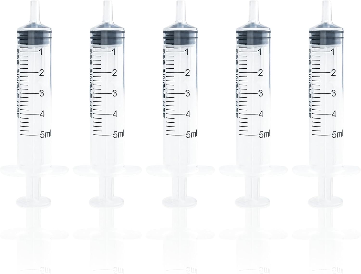 5ml Syringe, 5Pcs 5ml No Needle Plastic Syringes Reusable Colostrum Syringe With Caps Sterile Syringes for Scientific Labs, Glue Applicator, Feeding Pets and Watering Refilling, , Individually Sealed
