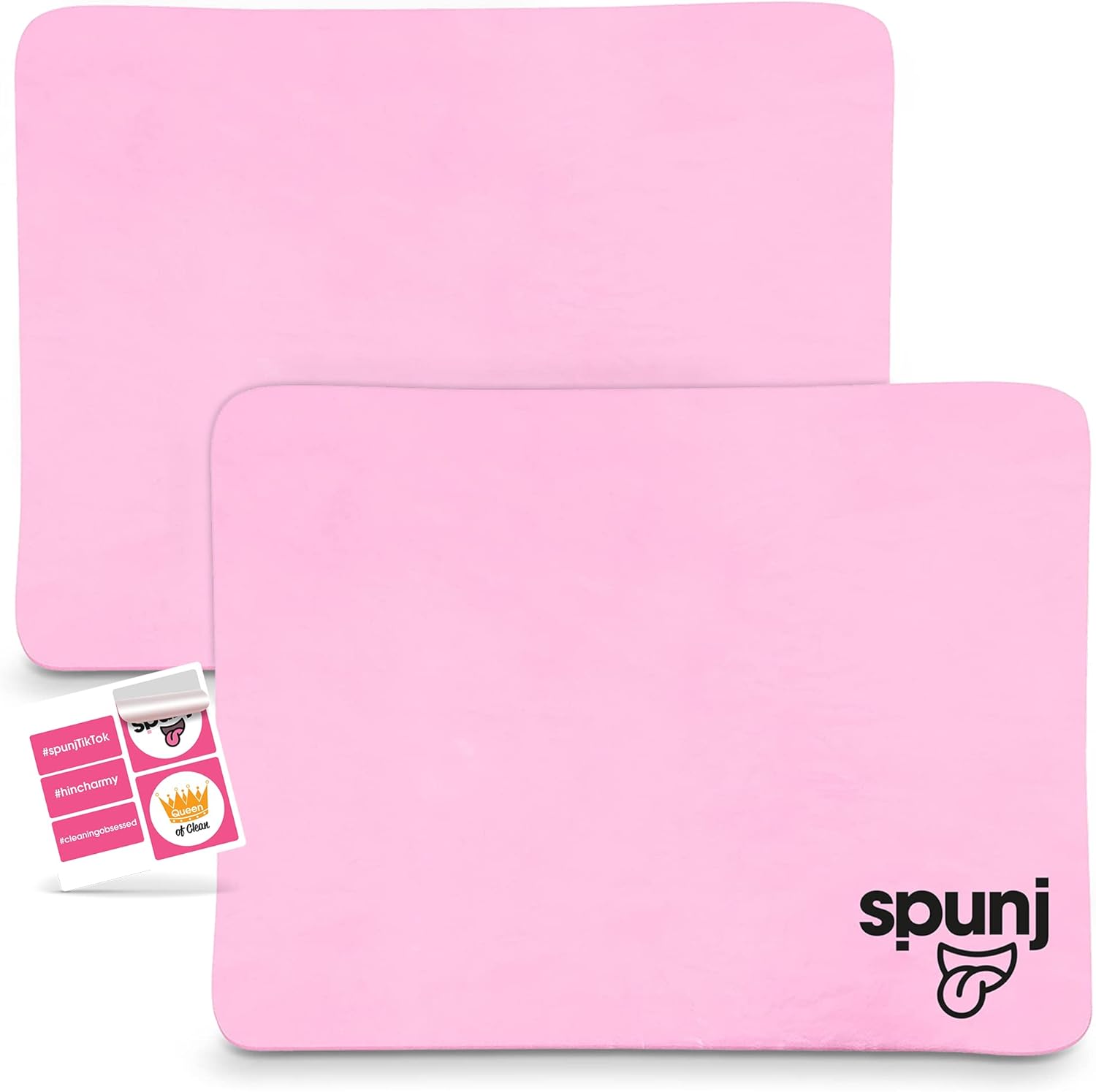 spunj 2pk Ultra Thirsty Sponge Cloth Pink, 32x42cm Super Absorbent Cloth for Home, Holds 7x Its Weight in Water, Reusable and Durable, Ideal for Kitchen, Bathroom, and Household Cleaning