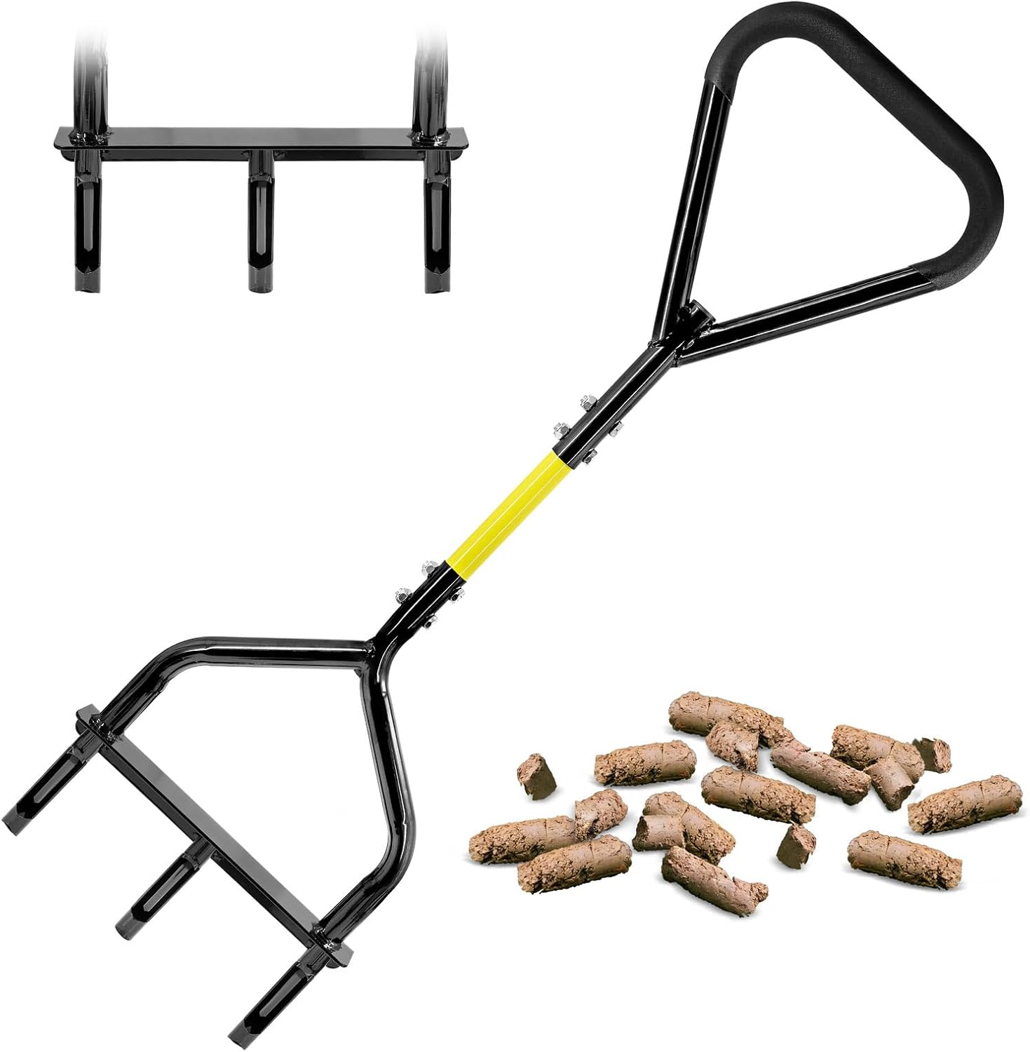 Jardineer Manual Core Aerator Lawn Tool – 5-Inch Deep Soil Aeration, Triangular Handle for Stability, Non-Clogging Tubes for Lawn & Garden Care