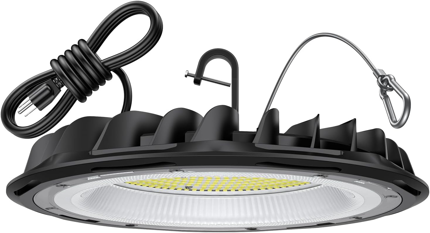 hunhun ETL 155W UFO LED High Bay Light, 22500lm, Daylight 5000K, US Plug,110-277V, IP65 Waterproof Commercial LED Shop Lights for Workshop Factory Barn Warehouse, Garage ETL Listed