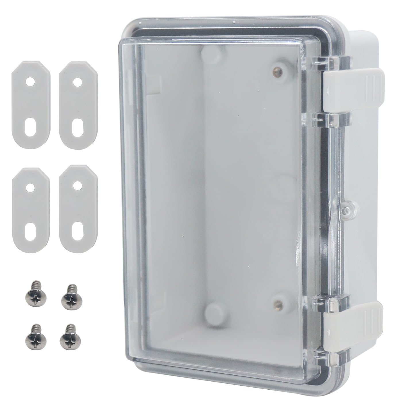 Waterproof Outdoor Electrical Box Junction Box Weatherproof IP67 ABS Plastic Enclosure Switch Router Project Box Clear Cover with Wall Bracket 5.9"x3.9"x2.8"
